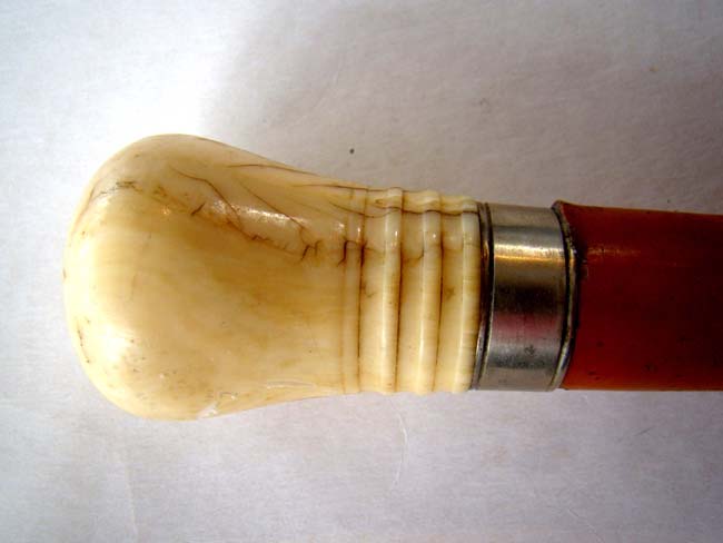 A fine 19th century Sea Captain's cane with walrus ivory knob circa 1850